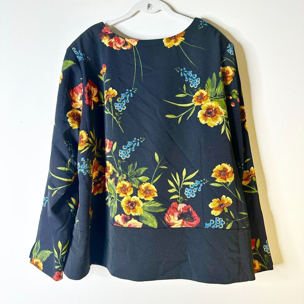 Susan Graver Jacket Women 24W Plus Black Floral Blazer Gold Lined Bloomcore NWOT - Picture 4 of 11